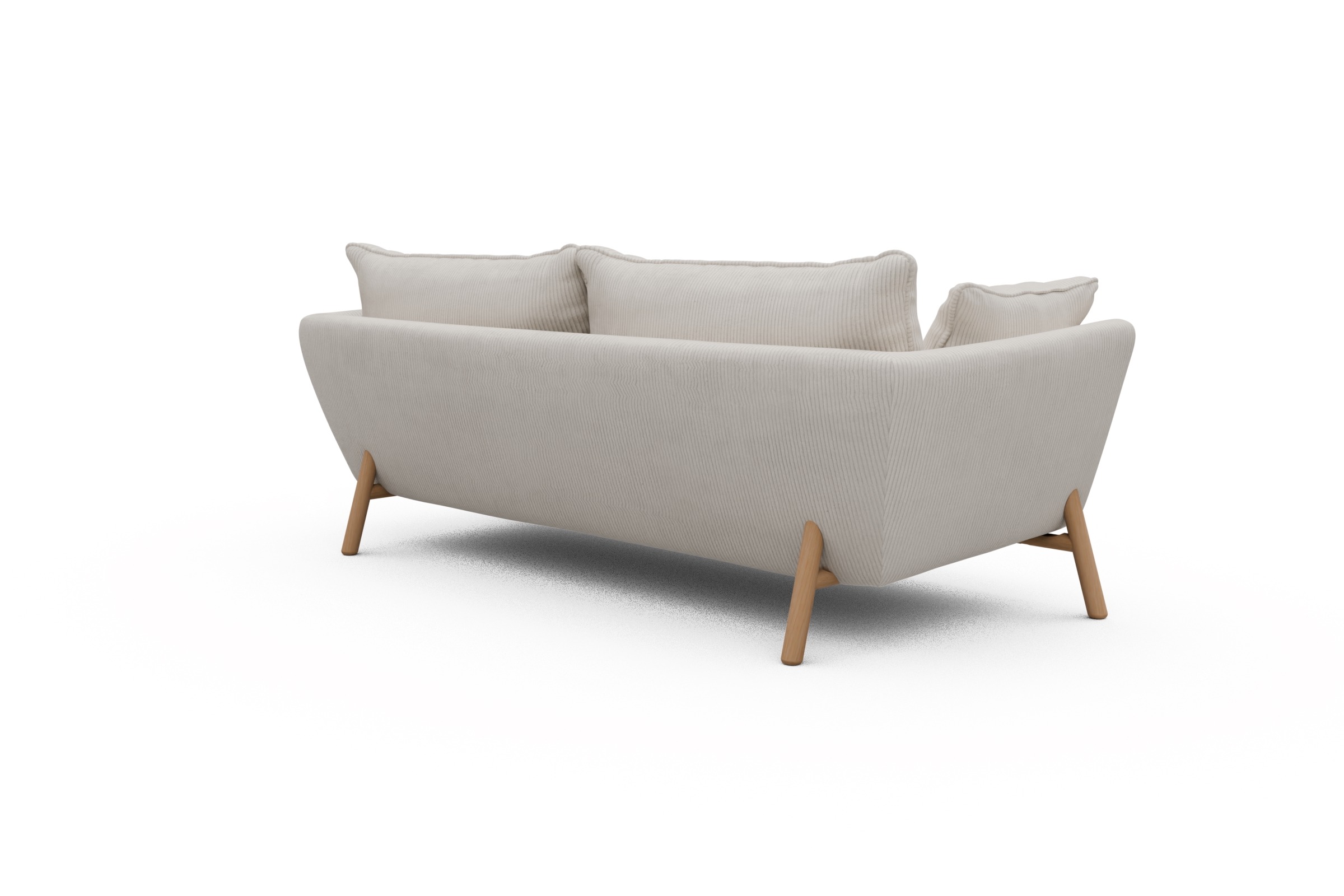 Sofa Emil PREMIUM 3-Sitzer Beinfarbe Eiche Natur Corduroy-Ivory