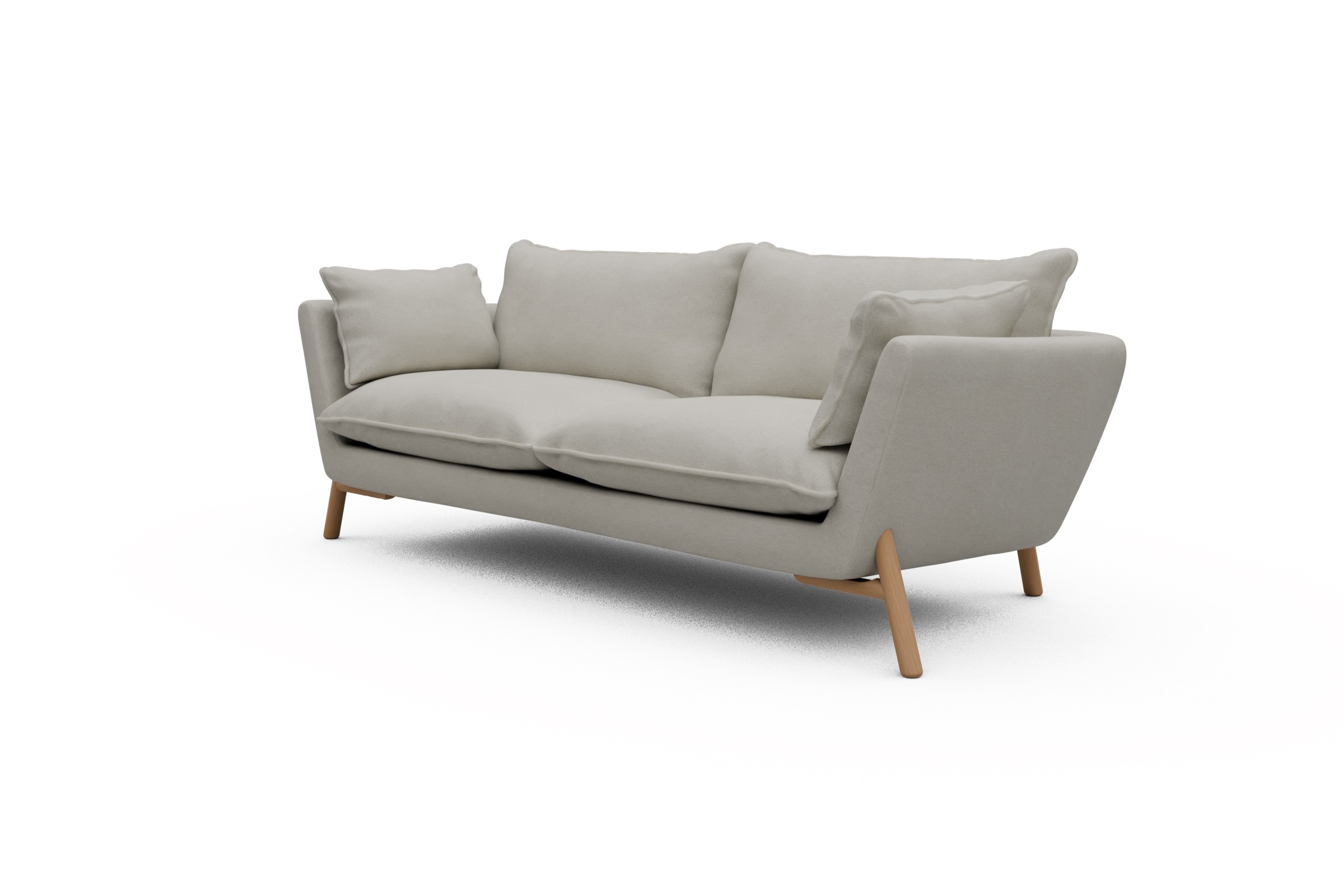 Sofa Emil PREMIUM 3-Sitzer Beinfarbe Eiche Natur Denari-Clean-Beige