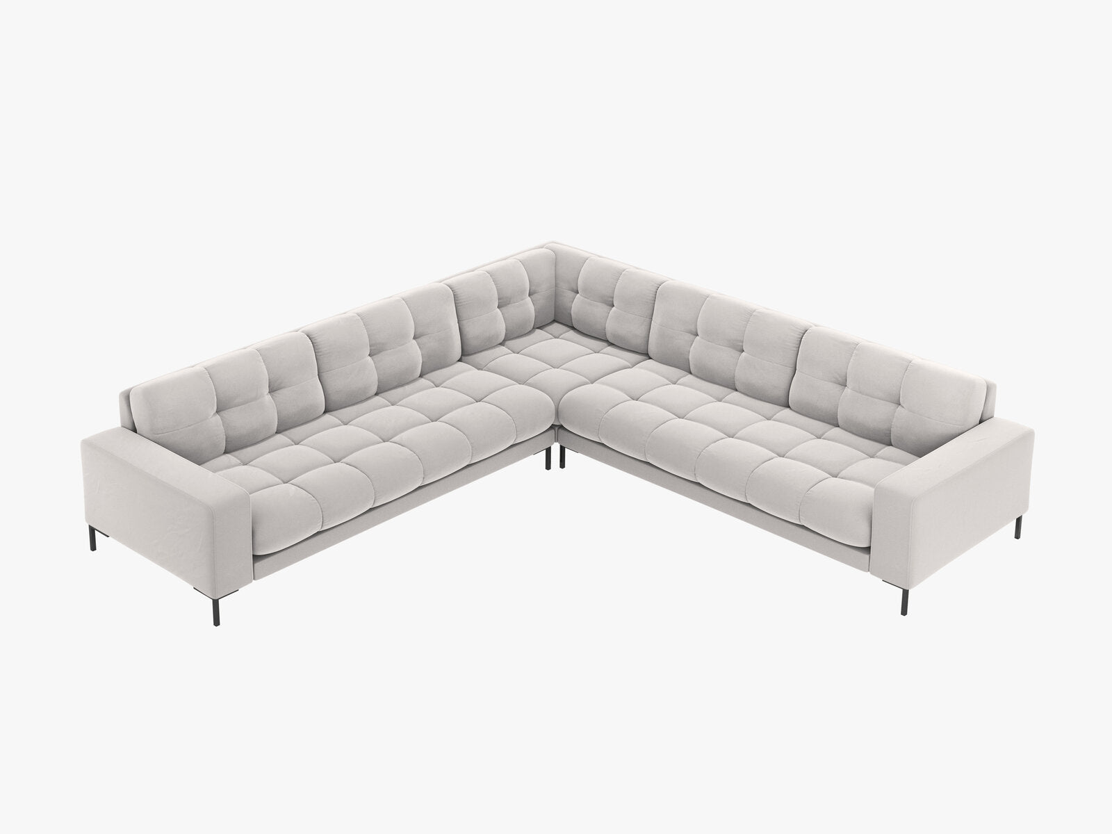 Micadoni Symmetrisches Ecksofa Mamaia 6-Sitzer Samt Bluvel Silber schwarze Beine