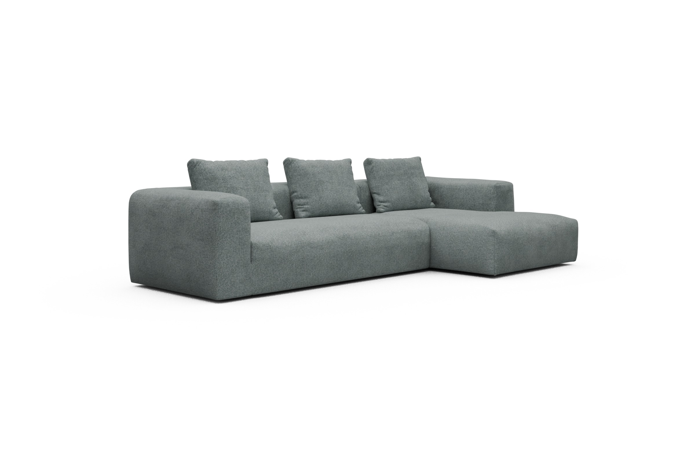 Ecksofa Fred Chaiselongue rechts mit 2,5-Sitzer Casone-Light-Mixed-Green
