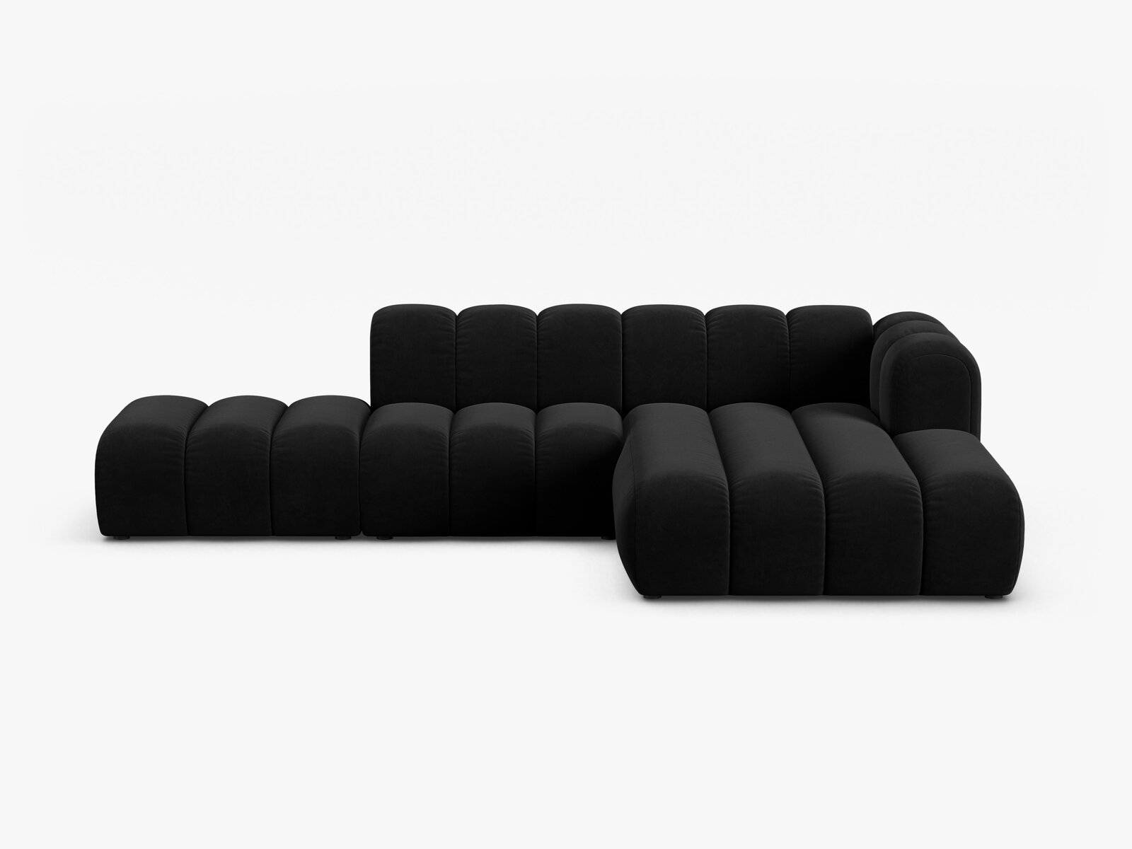 Micadoni Modulares Ecksofa offen Lupine 5-Sitzer Rechts Samt Salvador Schwarz