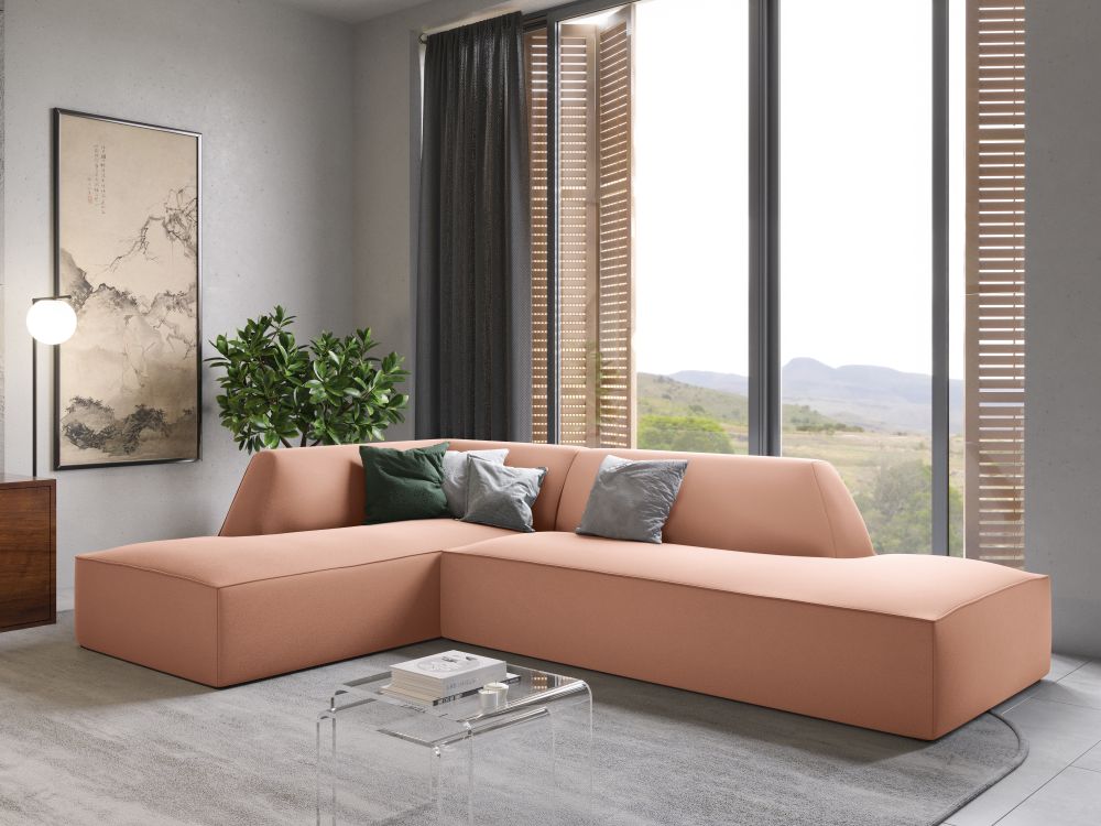 Cosmopolitan Design Ecksofa Siena 4-Sitzer offen Samt Salvador Rosa Links