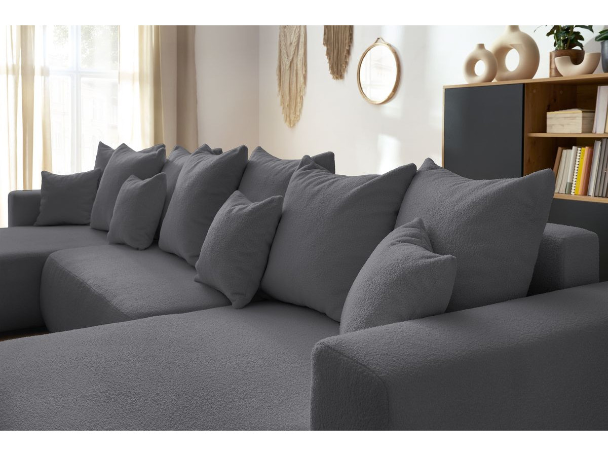 Bobochic Envy Wohnlandschaft Bouclé-Stoff Dunkelgrau