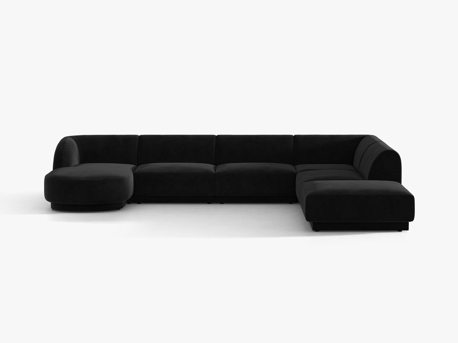Micadoni Panorama-Ecksofa Miley 6-Sitzer Rechts Samt Bluvel Schwarz