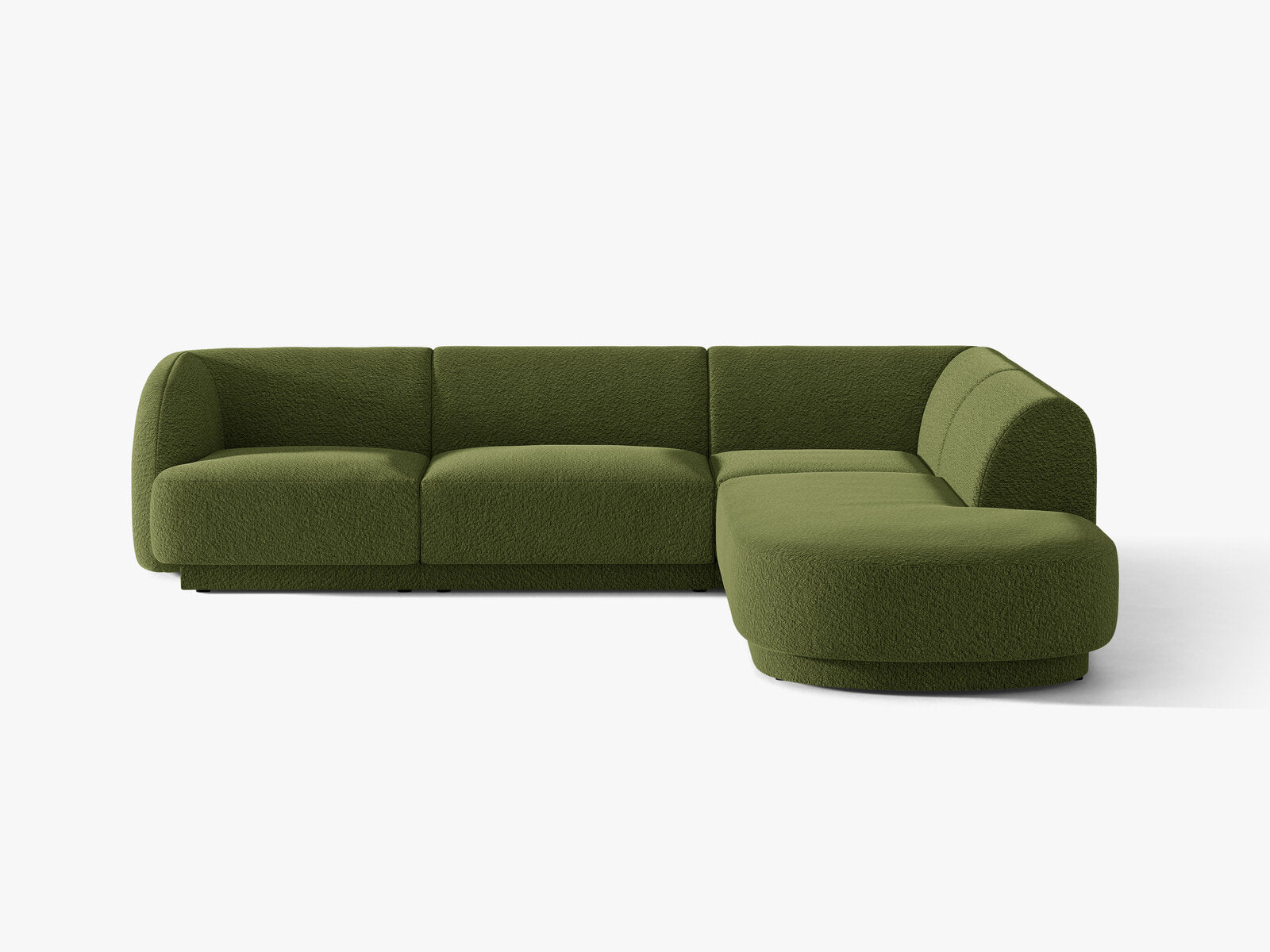 Micadoni Ecksofa Miley 6-Sitzer Rechts Boucle Baloo Dunkel-Olivgrün