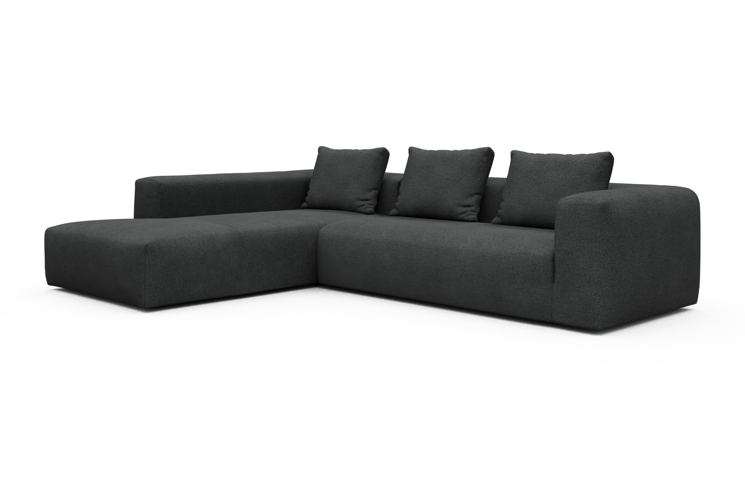 Ecksofa Fred Relax-Ecke links mit 2,5-Sitzer Boucle-Charcoal