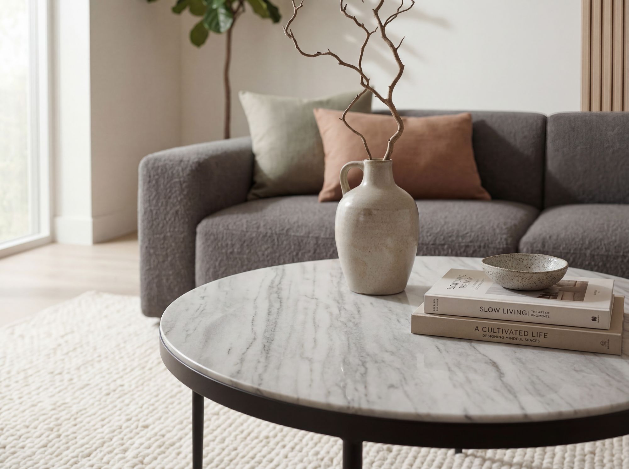 Couchtisch Stamsund Marmor Weiß Ø 70 × H 42 cm