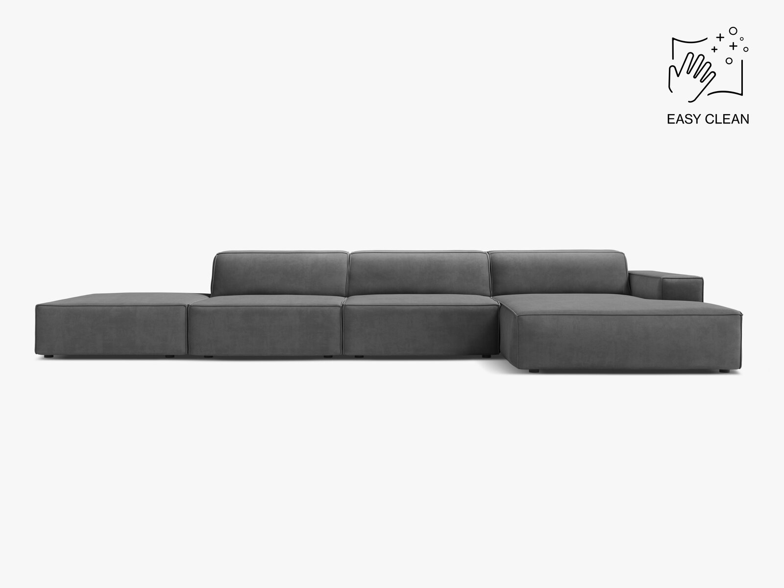 Micadoni Ecksofa Jodie 5-Sitzer Samt Venus Grau Rechts