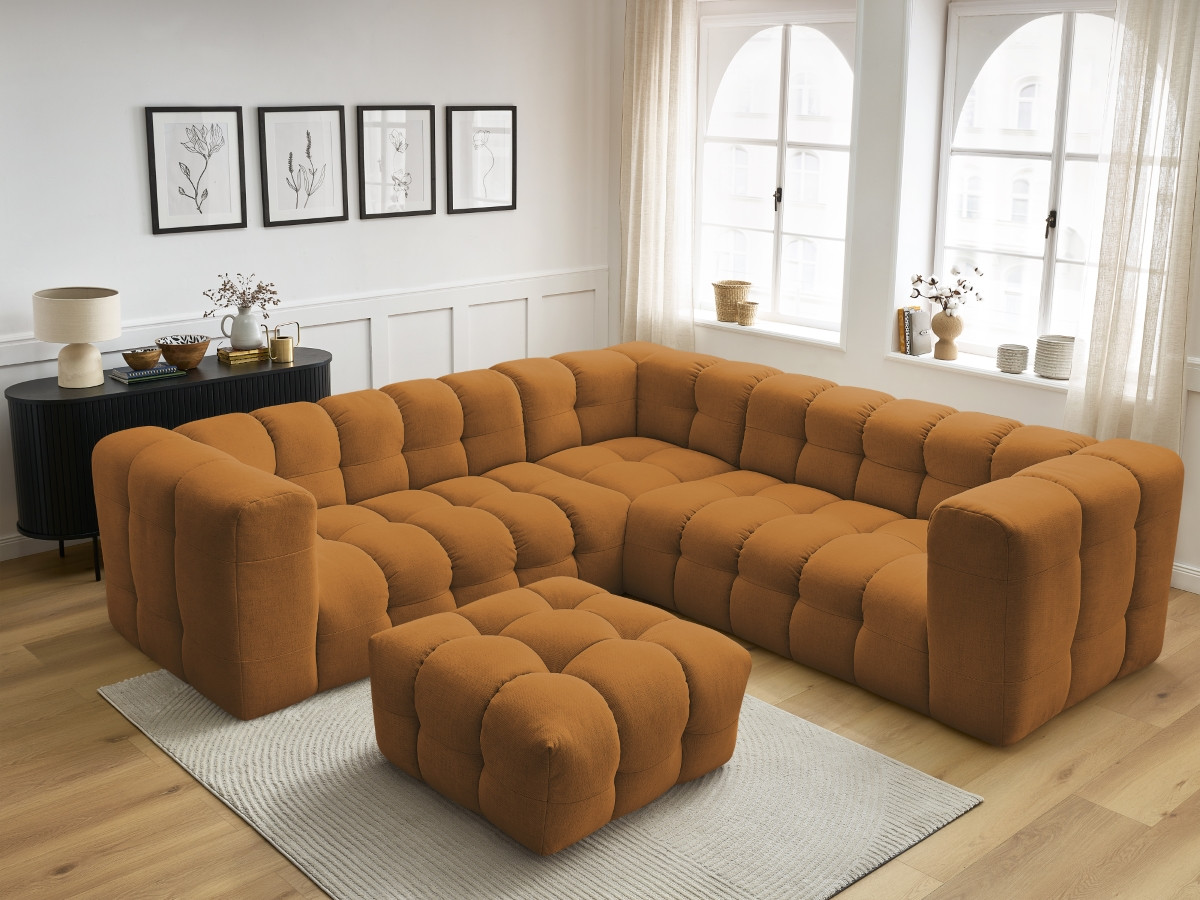 Bobochic Cloud Ecksofa mit Pouf 268 × 110 cm Stoff Gelb