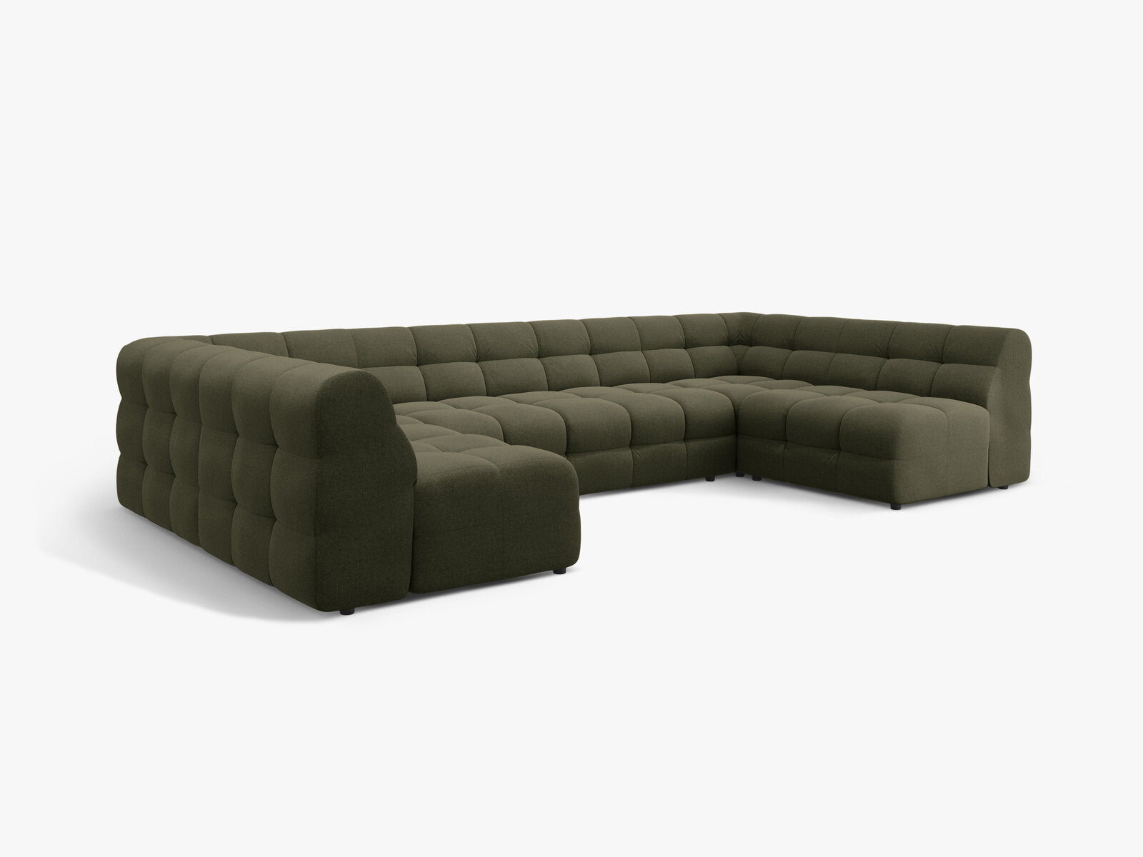Micadoni Panorama-Sofa Kendal 7-Sitzer Strukturierter Stoff Amazonas Grün