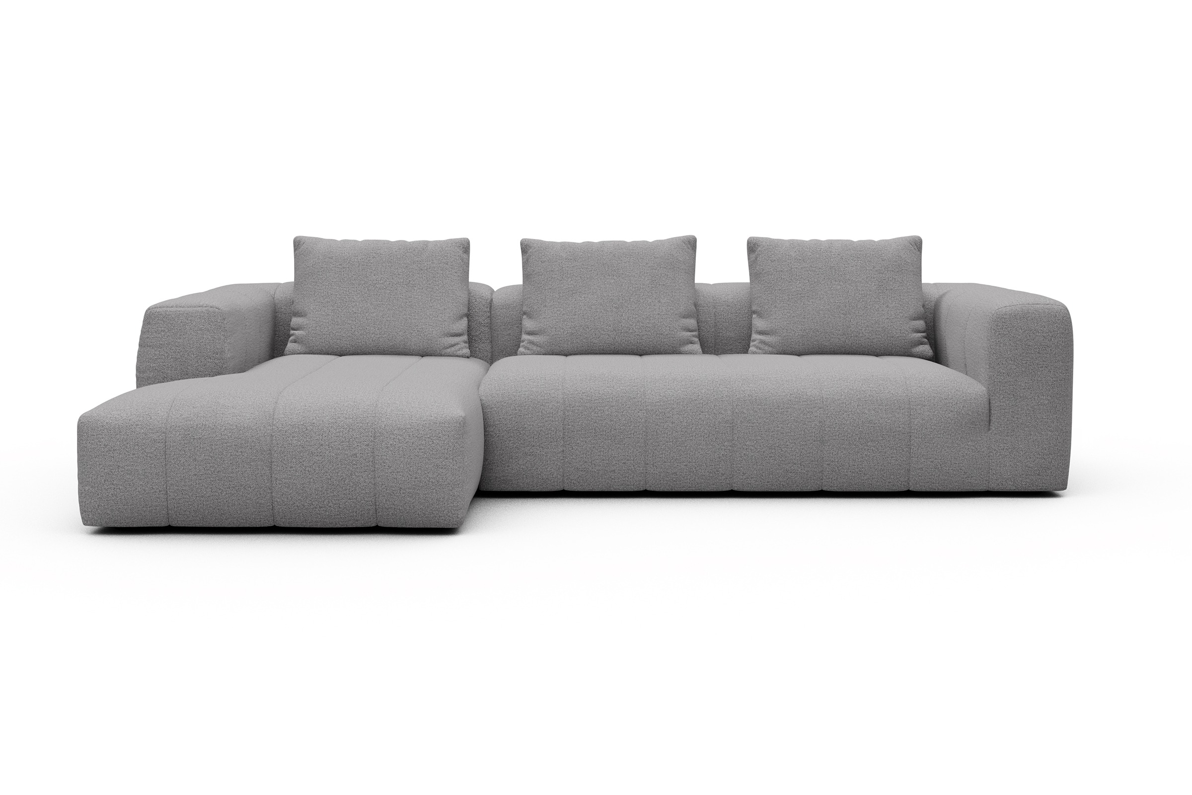Ecksofa Hugo 2,5-Sitzer Armlehne rechts mit Chaiselongue Sama-Grey