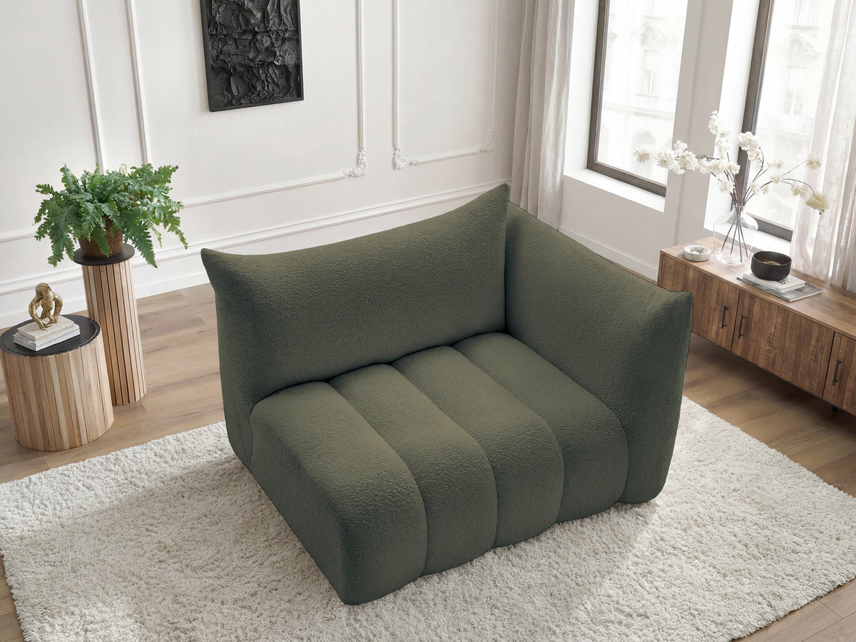 Bobochic Azra Sofamodul 2-Sitzer 143 × 112 cm Bouclé-Stoff Grün Ecke rechts