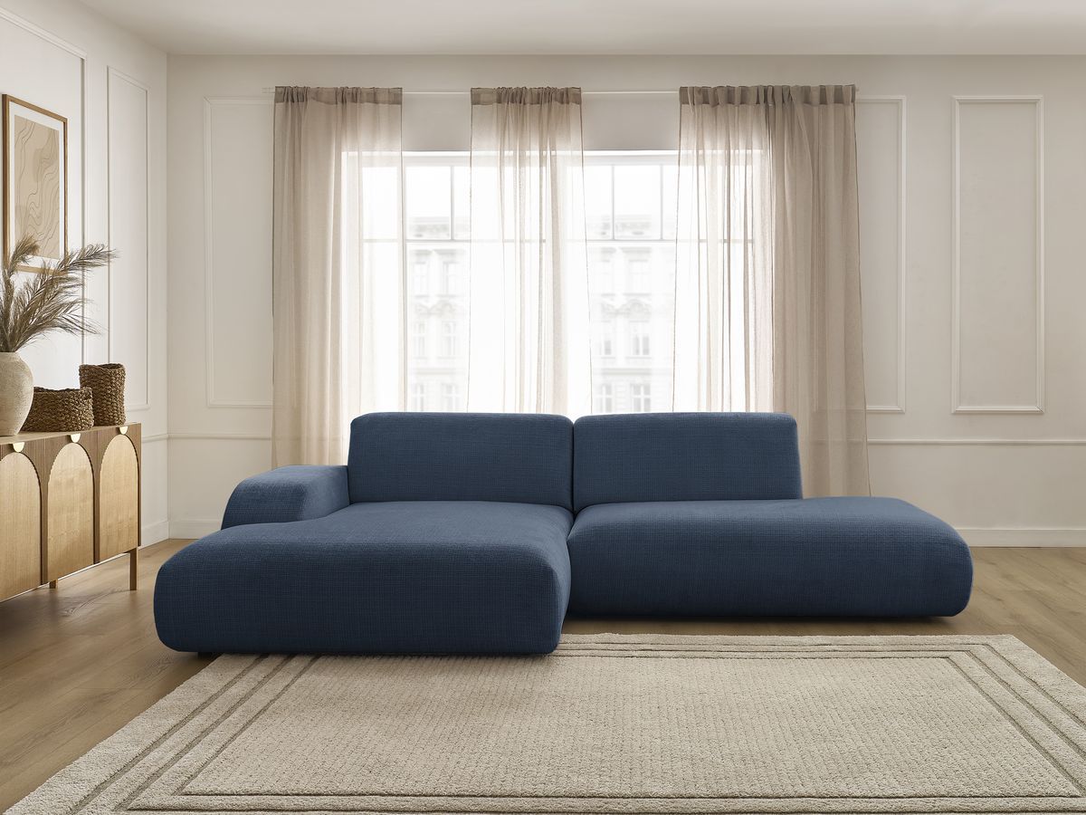 Bobochic Sirius Ecksofa 300 × 170 cm Strukturstoff Dunkelblau Ecke links