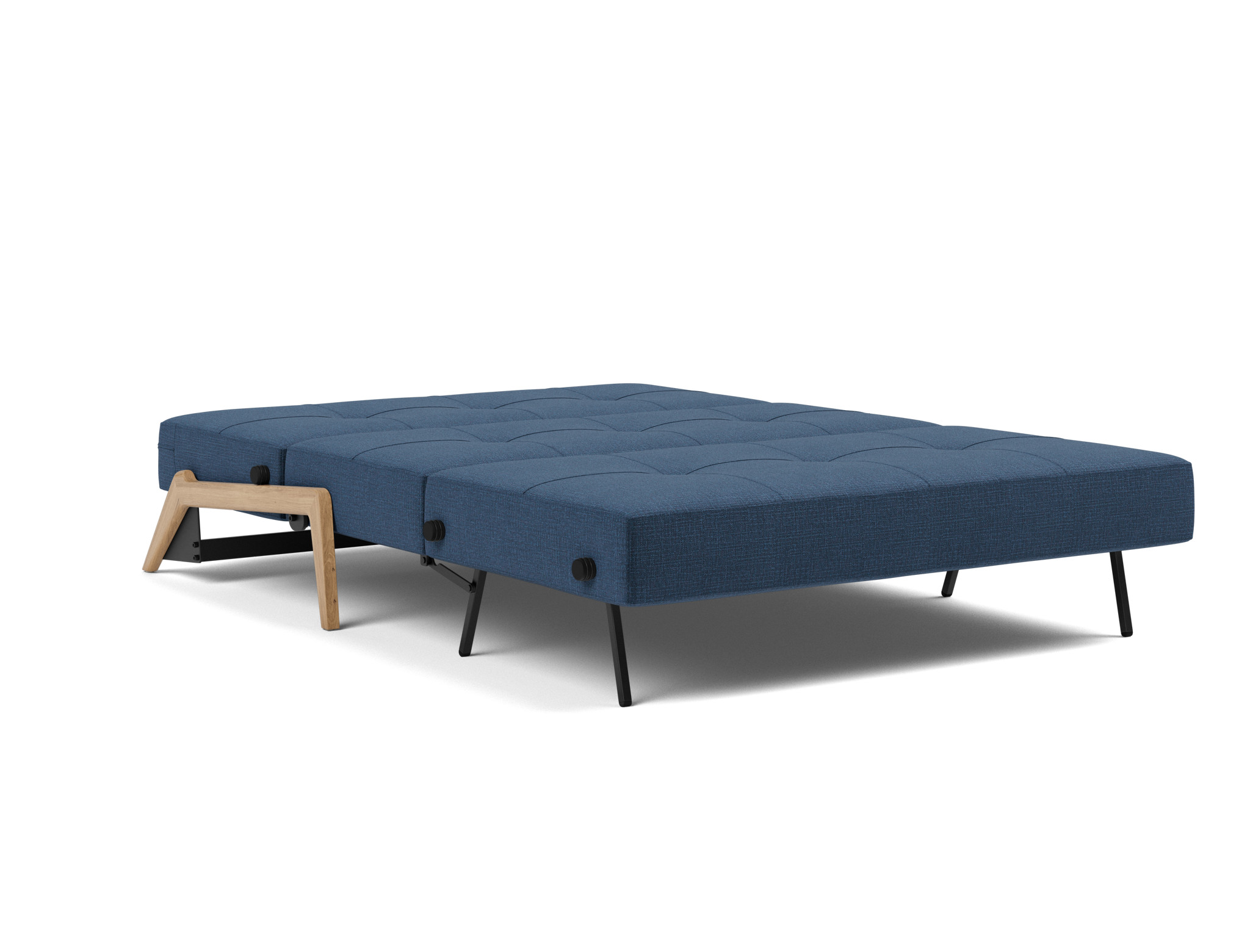 Schlafsofa Cubed 140 Chenille Esina 414-Indigo-Blue Beine Eiche