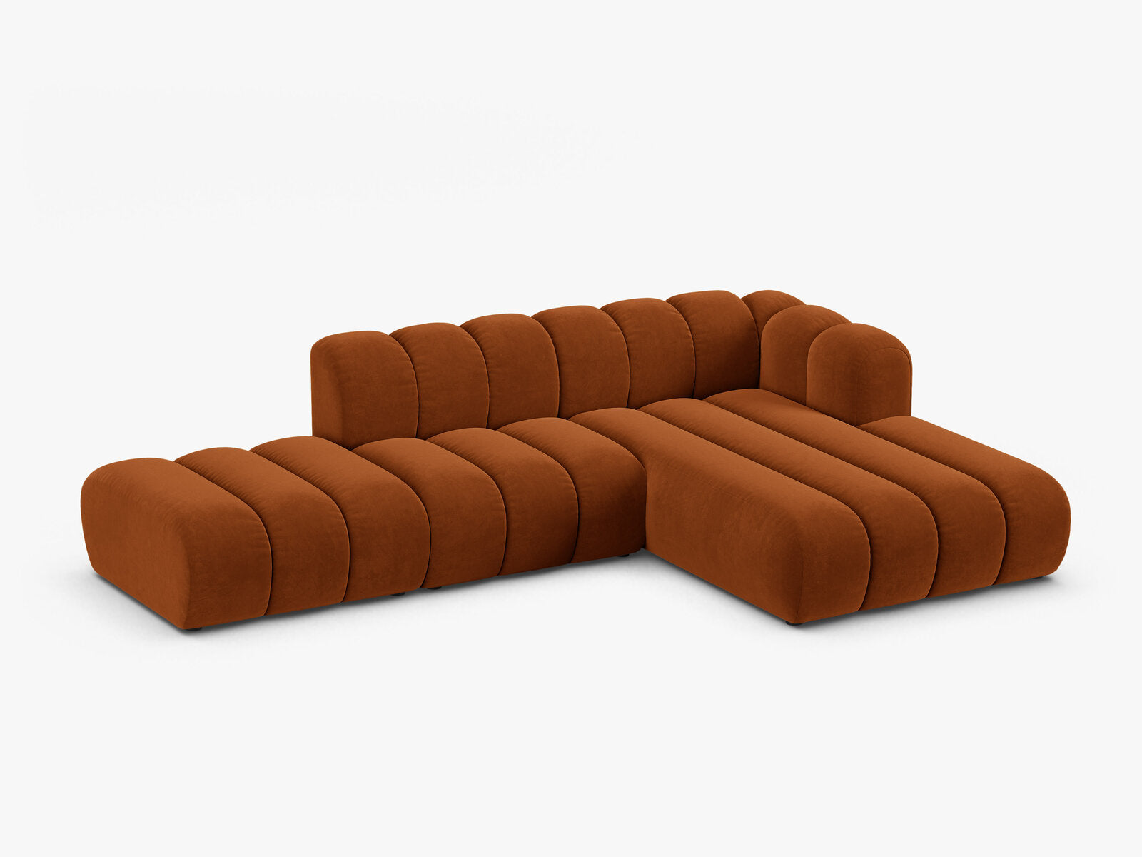 Micadoni Modulares Ecksofa offen Lupine 5-Sitzer Rechts Samt Salvador Terrakotta
