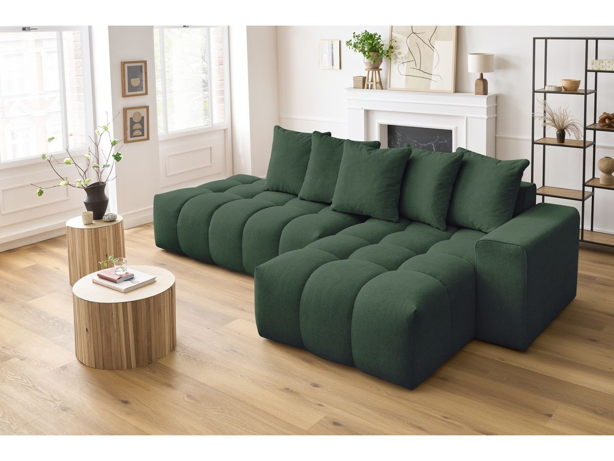 Bobochic Mont-blanc Ecksofa Melange-Stoff Grün Ecke rechts