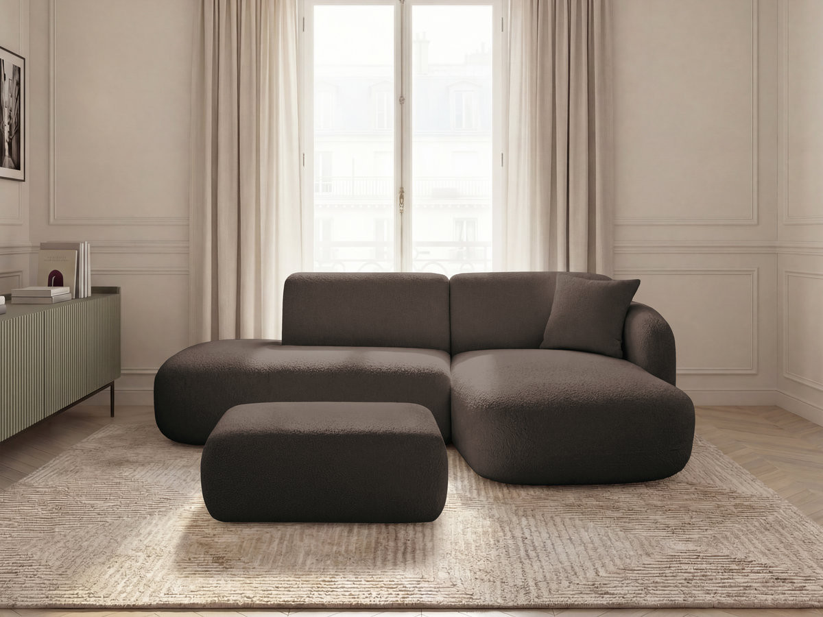 Bobochic Anda Ecksofa mit Pouf 241 × 163 cm Chenille Braun Ecke rechts