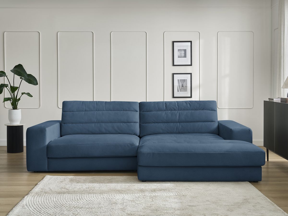 Bobochic Sierra Ecksofa Samt Dunkelblau Ecke rechts