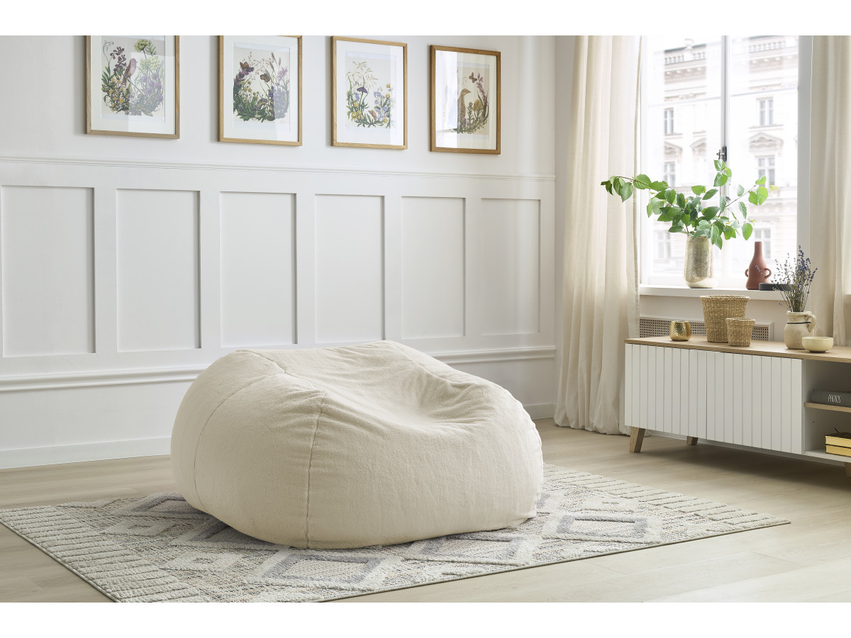 Bobochic Meribel Pouf Kunstfell Weiß