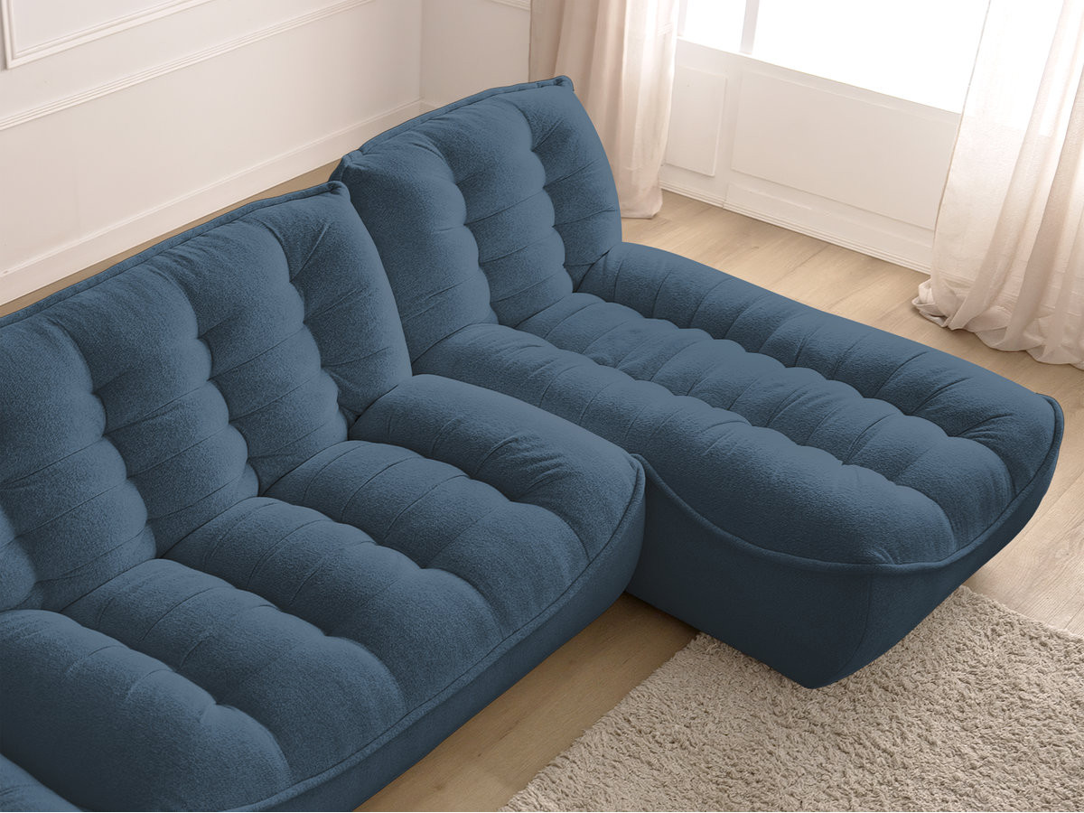 Bobochic Serena Wohnlandschaft mit Pouf Melange-Stoff Blau
