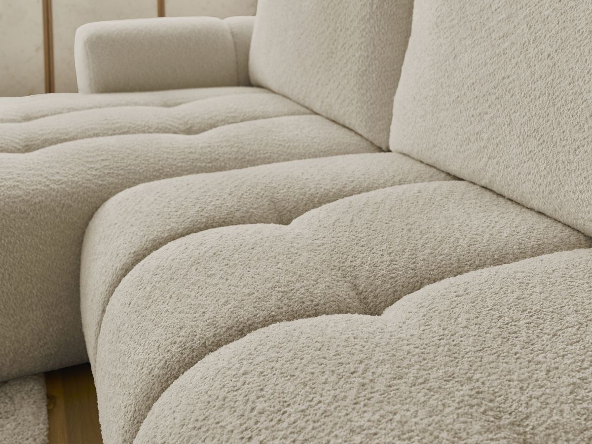 Bobochic Fuji Ecksofa mit Schlaffunktion und Bettkasten 292 × 160 cm Bouclé-Stoff Beige Ecke links