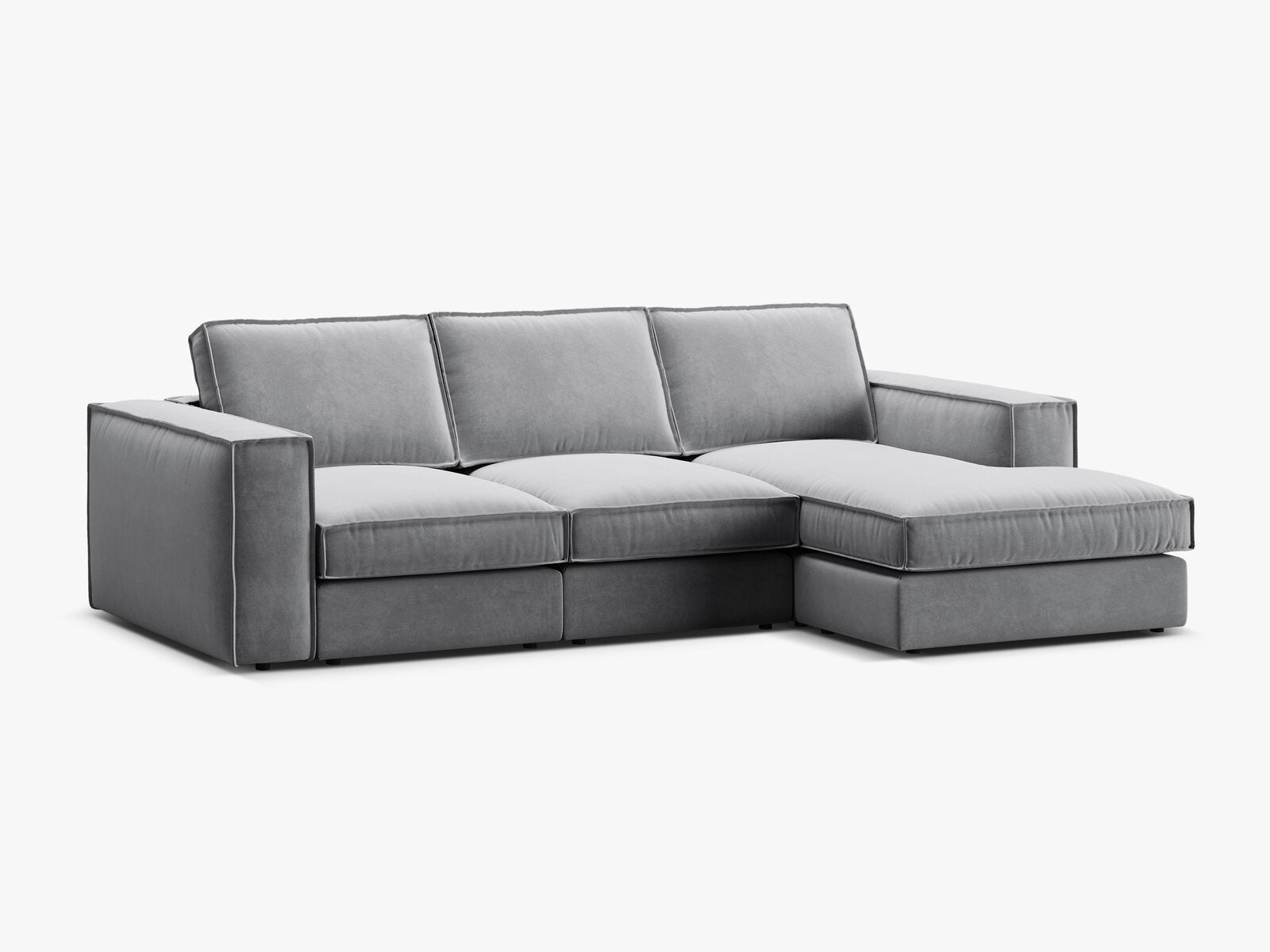 Micadoni modulares Ecksofa Pola 3-Sitzer Rechts Samt Salvador Grau