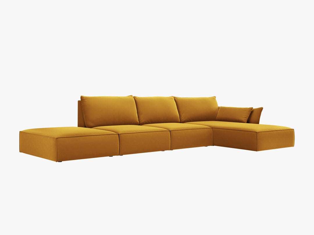 Micadoni Ecksofa Kaelle 5-Sitzer Rechts Samt Bluvel Gelb