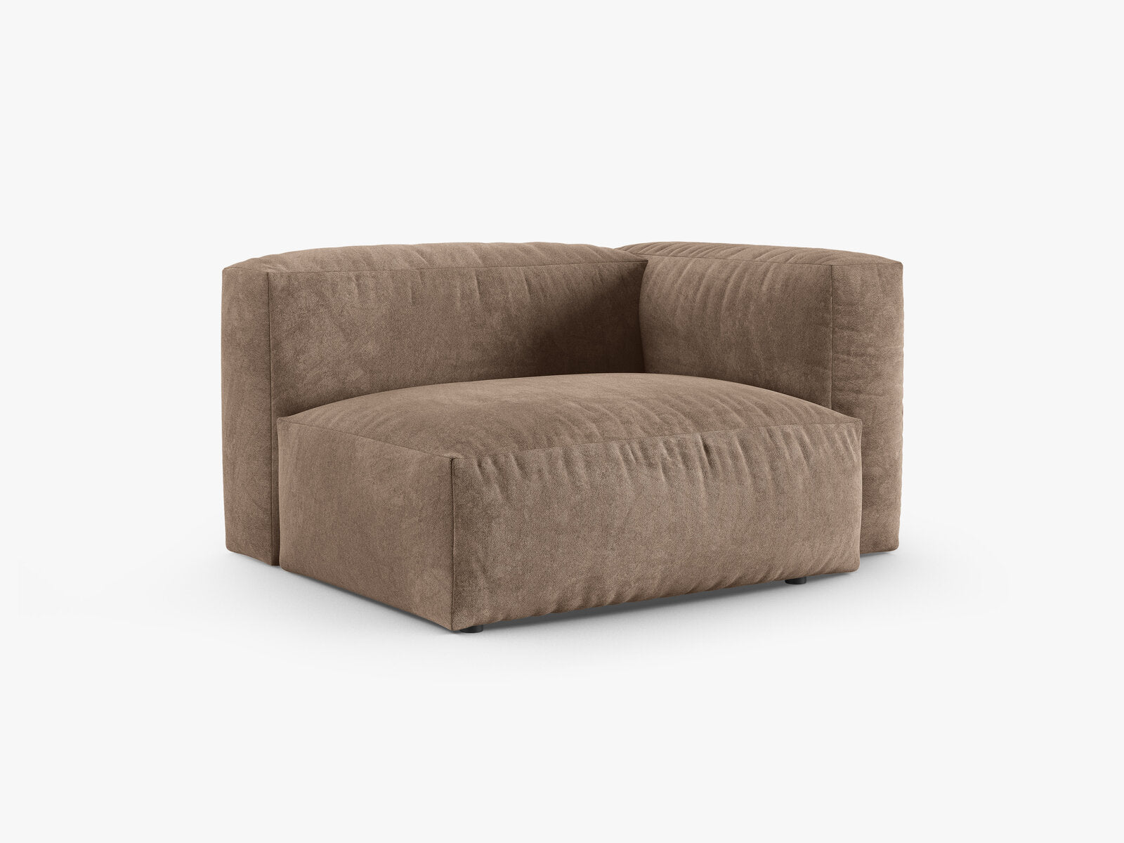 Micadoni Eckmodul mit Armlehne Martina 1-Sitzer 90cm Sitztiefe Rechts Samt Vogue Dunkelbeige