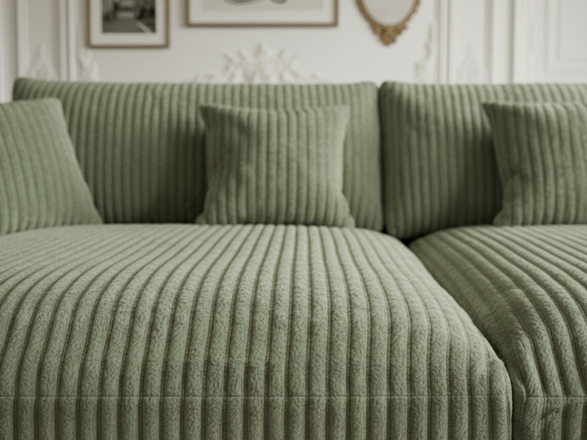 Bobochic Belem Sofa 3-Sitzer Breitcord weich Grün