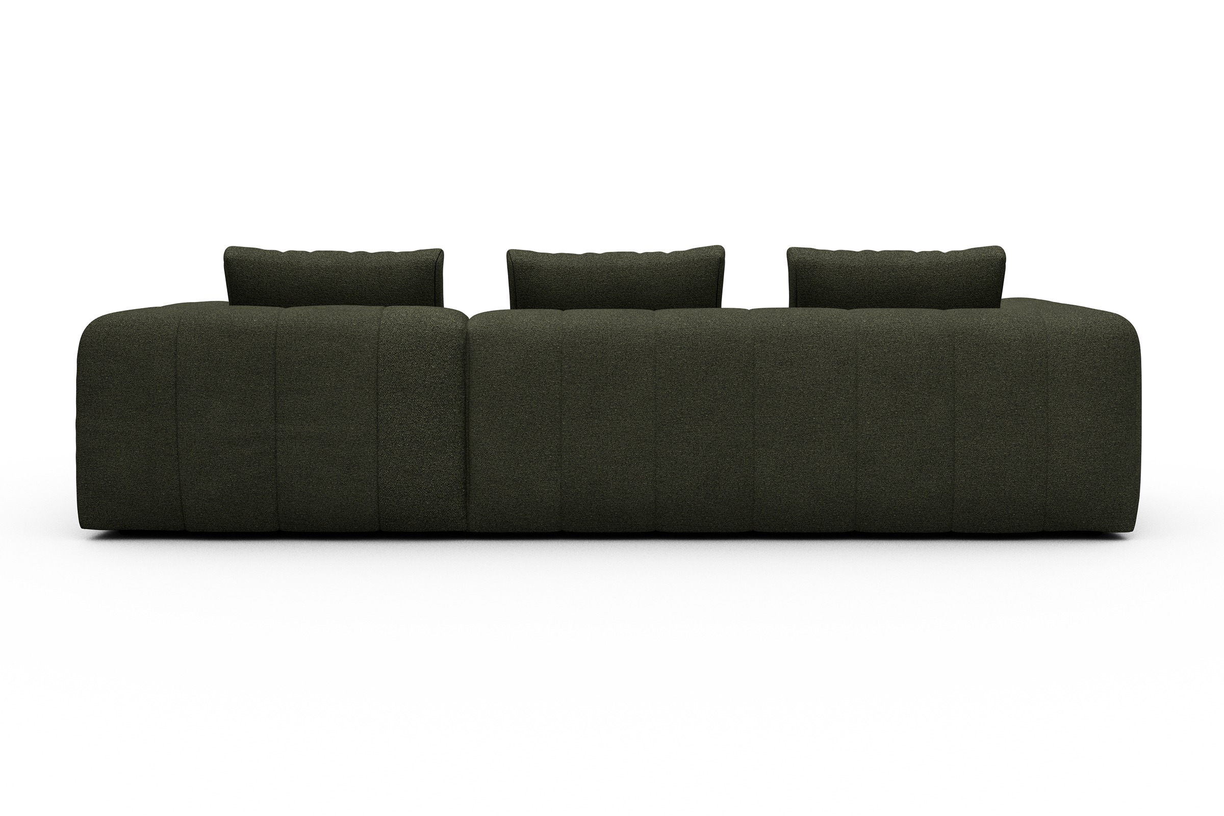 Ecksofa Hugo 2,5-Sitzer Armlehne links mit Chaiselongue Boucle-Forest-Green