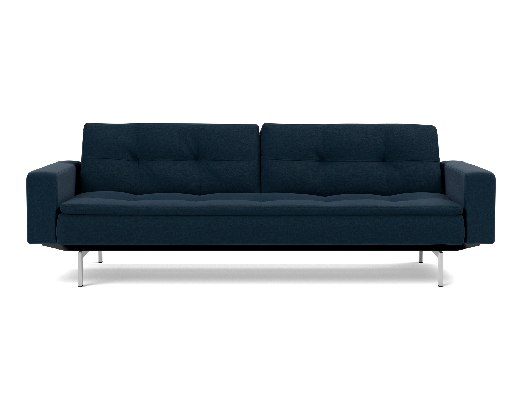 Schlafsofa Dublexo mit Armlehnen Flachgewebe Mixed Dance 528-Blue Beine Chrom