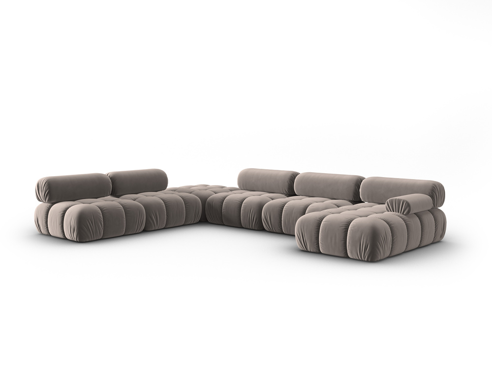Cosmopolitan Design Modulares Panoramasofa Cortina 7-Sitzer Samt Bluvel Cappuccino Links