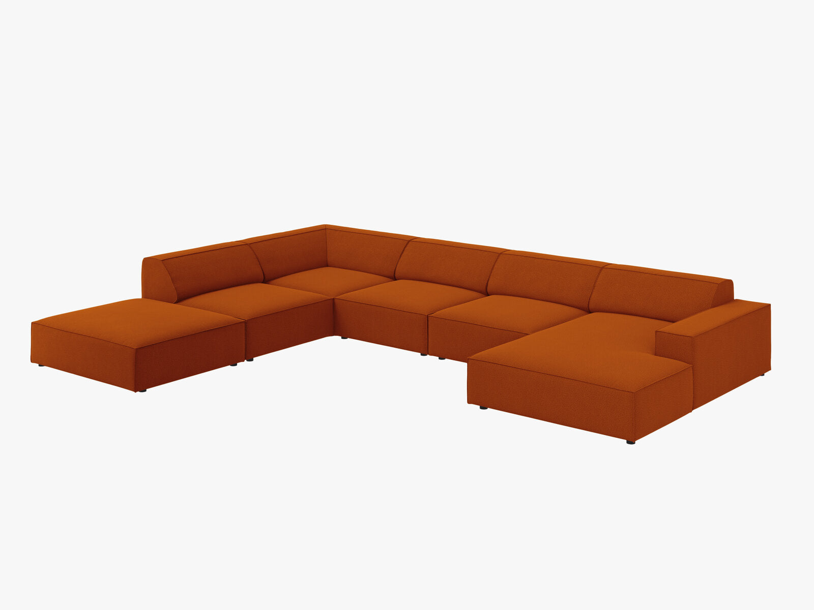 Micadoni Panorama-Ecksofa Jodie 7-Sitzer Links Strukturierter Stoff Megan Terrakotta