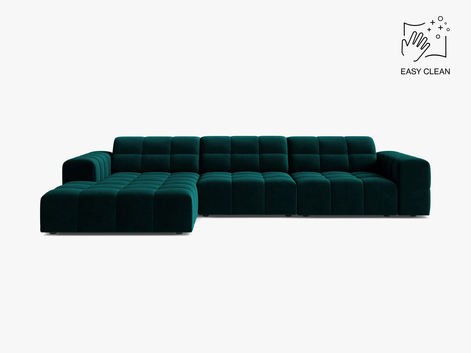 Micadoni Ecksofa Jennifer 4-Sitzer Links Samt Venus Dunkel Petrol