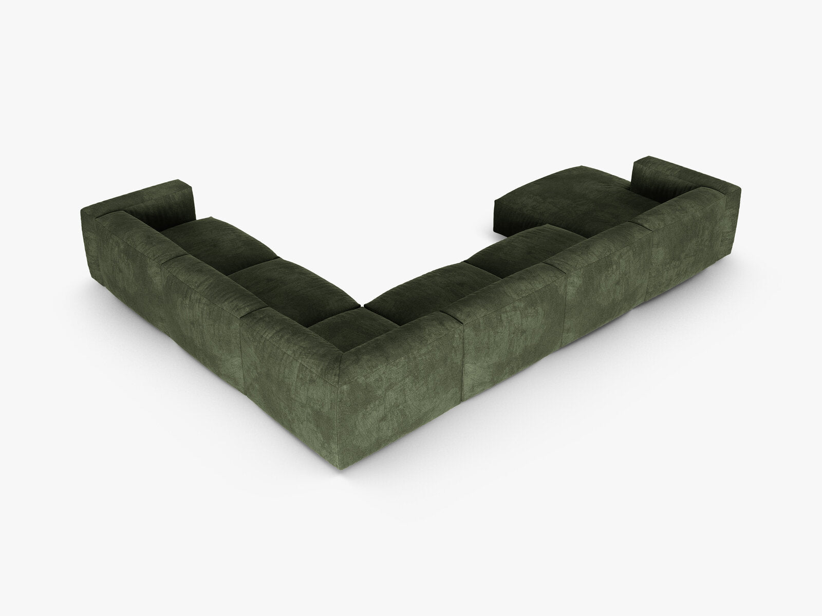 Micadoni modulares Ecksofa XL Martina 6-Sitzer 90cm Sitztiefe Rechts Samt Vogue Grün