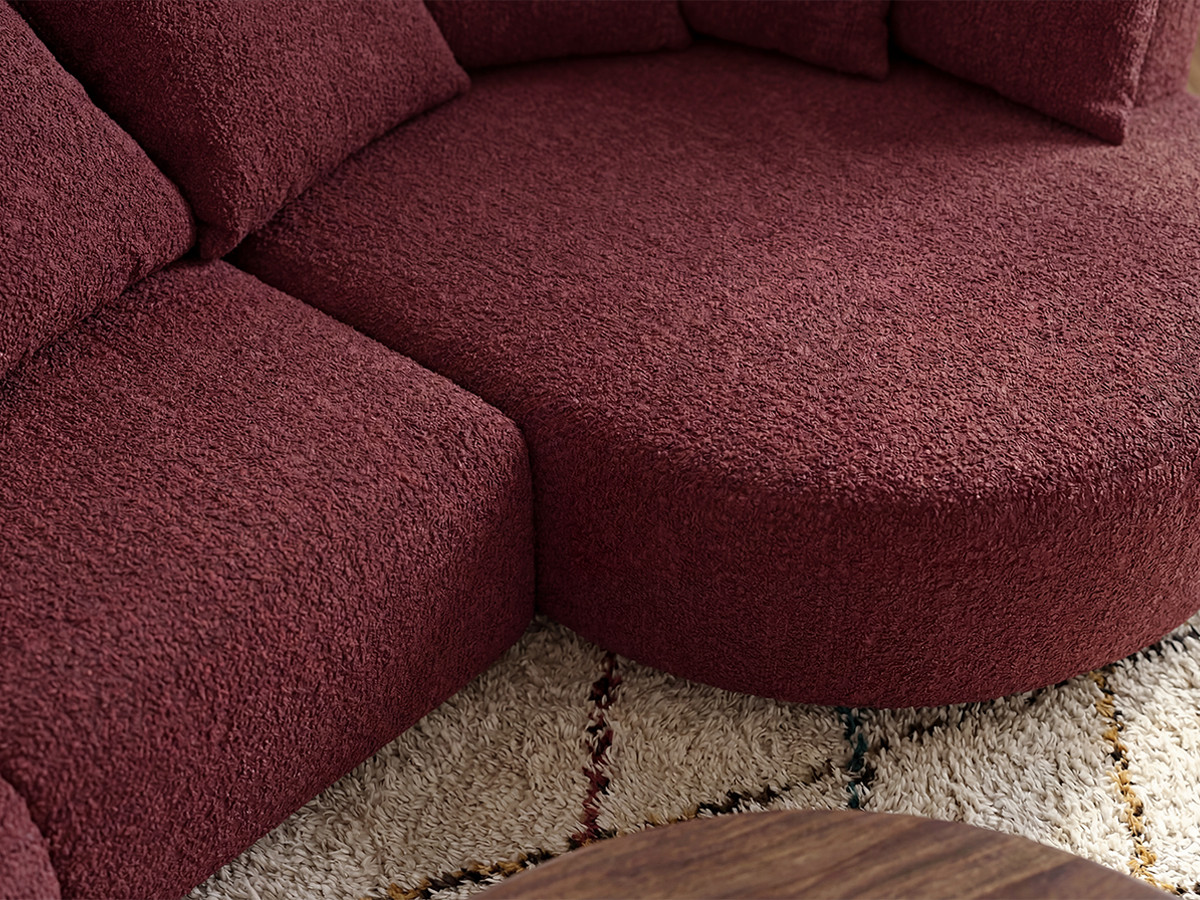 Bobochic Calypso Ecksofa Bouclé-Stoff Bordeaux Ecke rechts