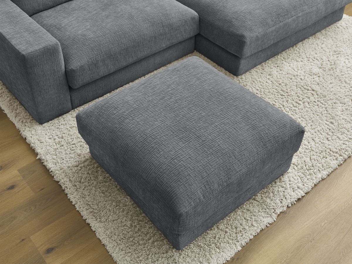 Bobochic Leonard Ecksofa mit Pouf 274 × 159 cm Strukturstoff Dunkelgrau Ecke rechts