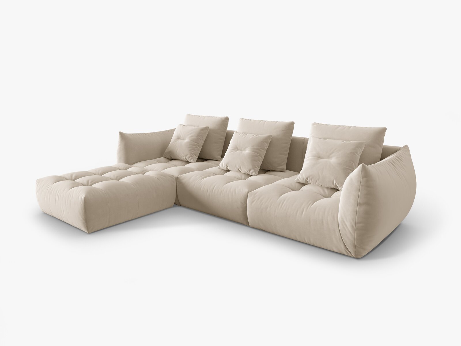 Micadoni Ecksofa Bloom 2-Sitzer Samt Ecru