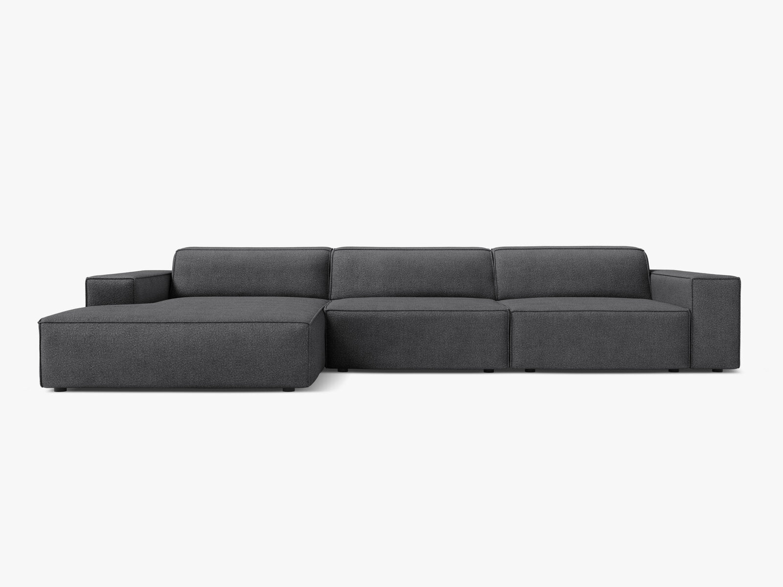 Micadoni Ecksofa Jodie 4-Sitzer Links Boucle Baloo Dunkelgrau