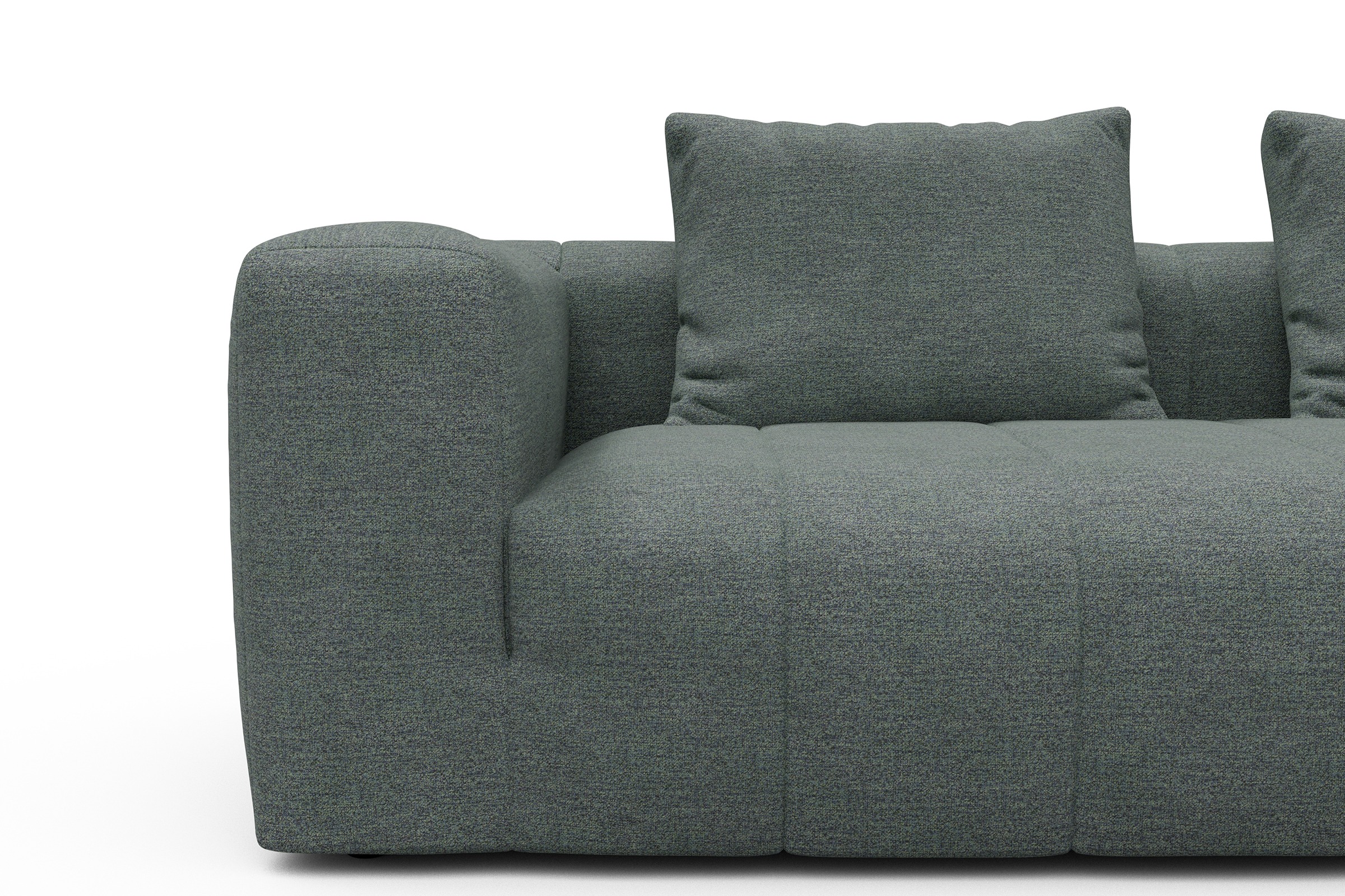 Ecksofa Hugo 2,5-Sitzer Armlehne links mit Chaiselongue Carreno-Ice-Blue