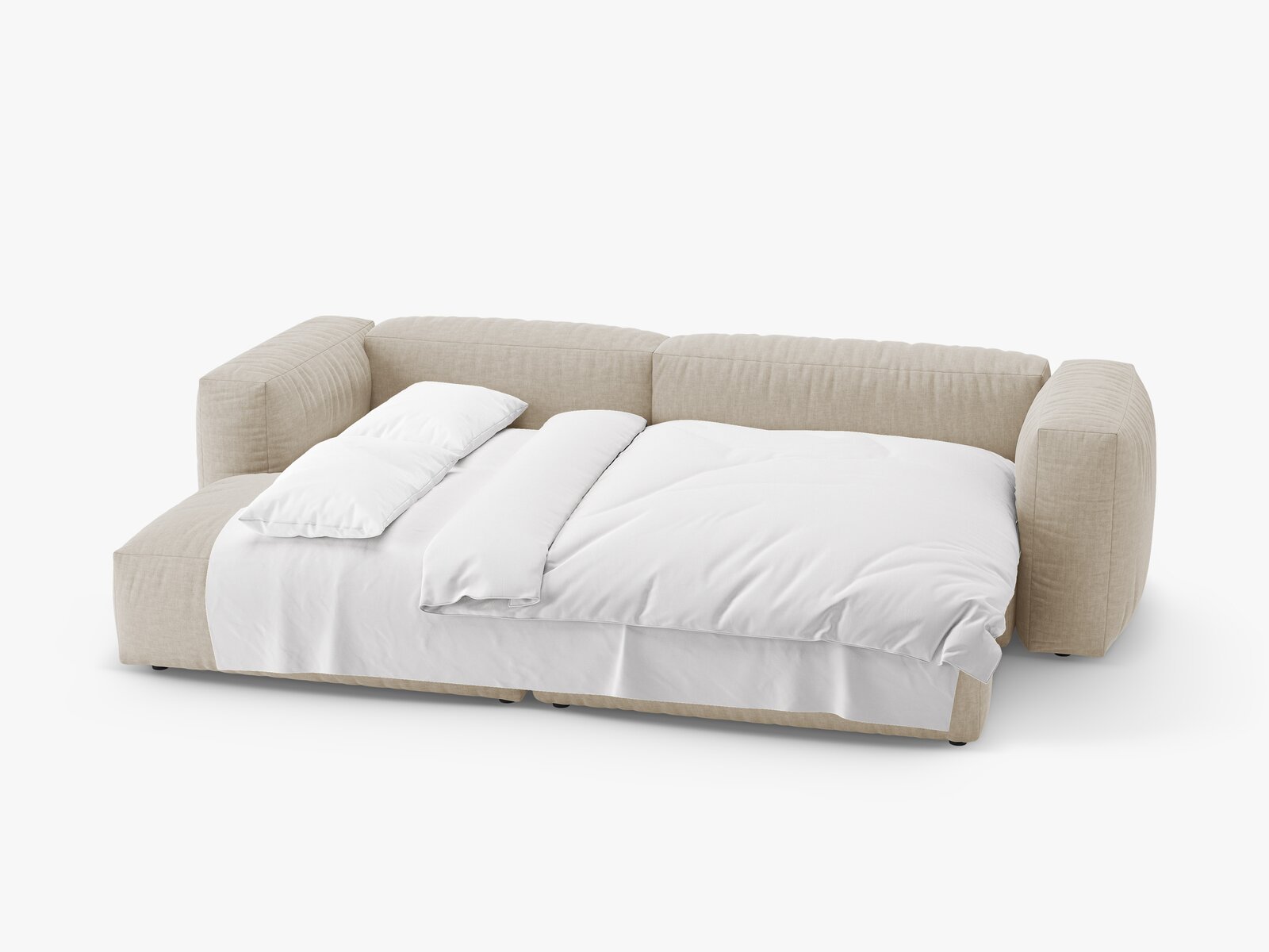 Micadoni Martina Ecksofa 4-Sitzer mit Schlaffunktion Links Strukturierter Stoff Boston Helles Beige