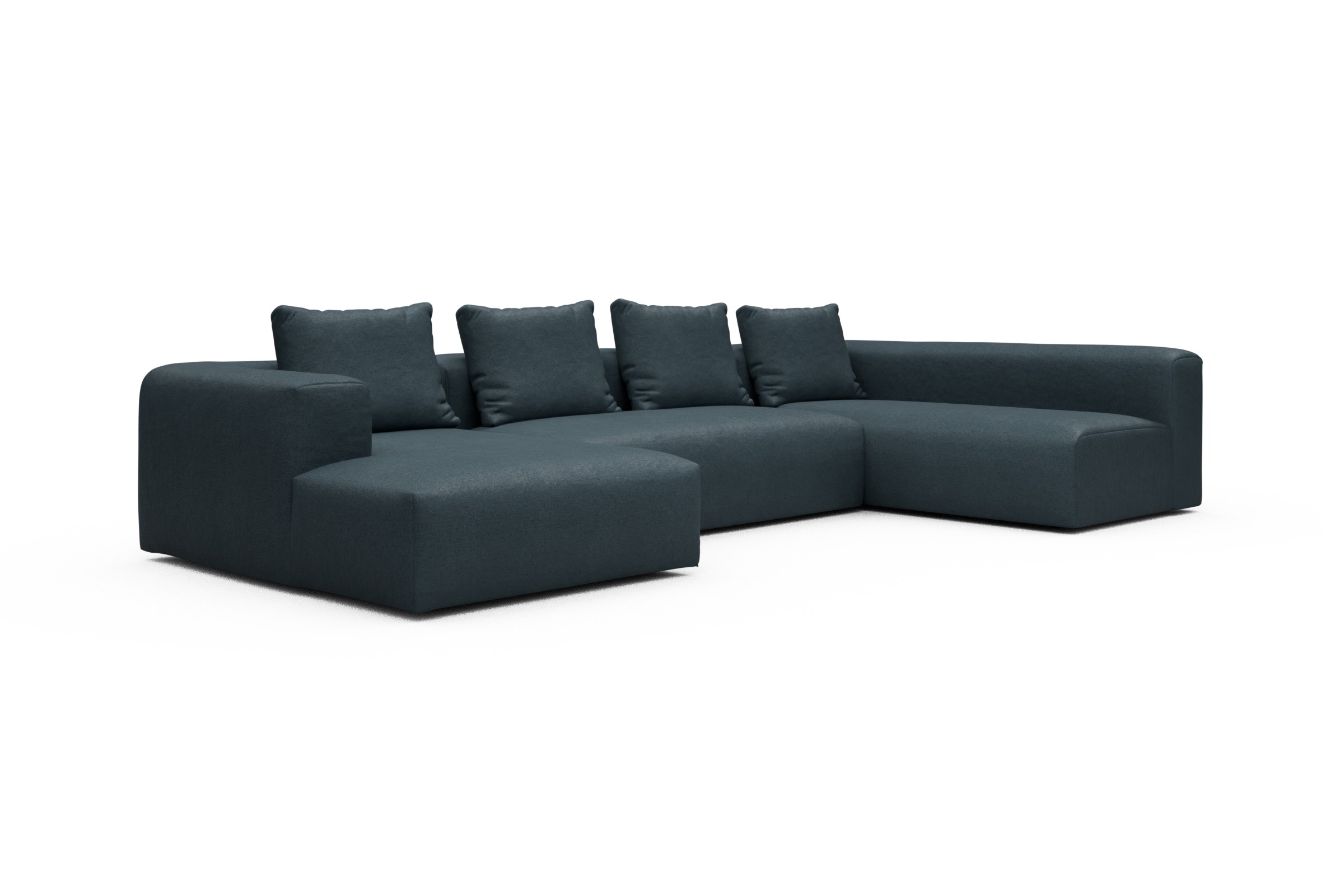Wohnlandschaft Fred Chaiselongue links mit 2-Sitzer und lange Armlehne rechts Denari-Royal-Blue