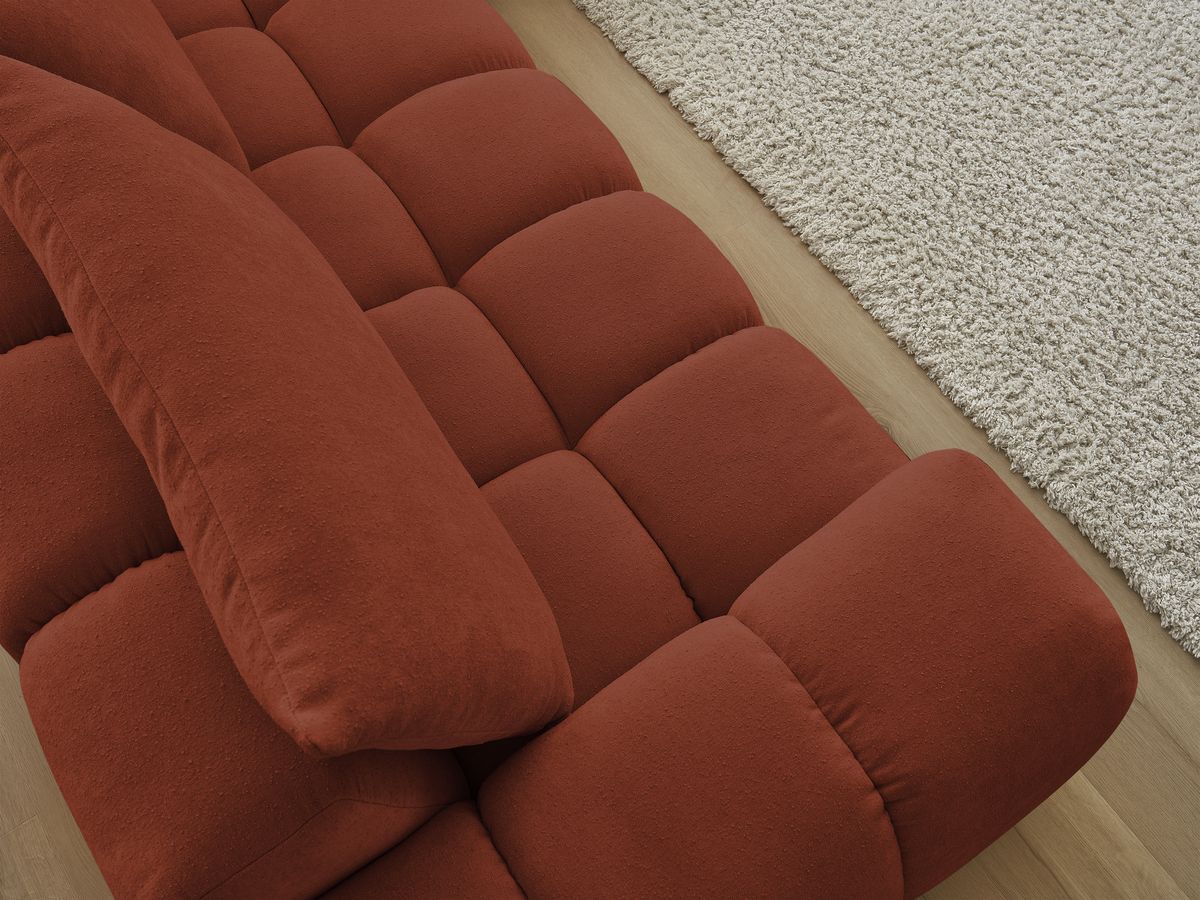 Bobochic Everest Ecksofa, 4 Kissen Strukturstoff Orange Ecke rechts