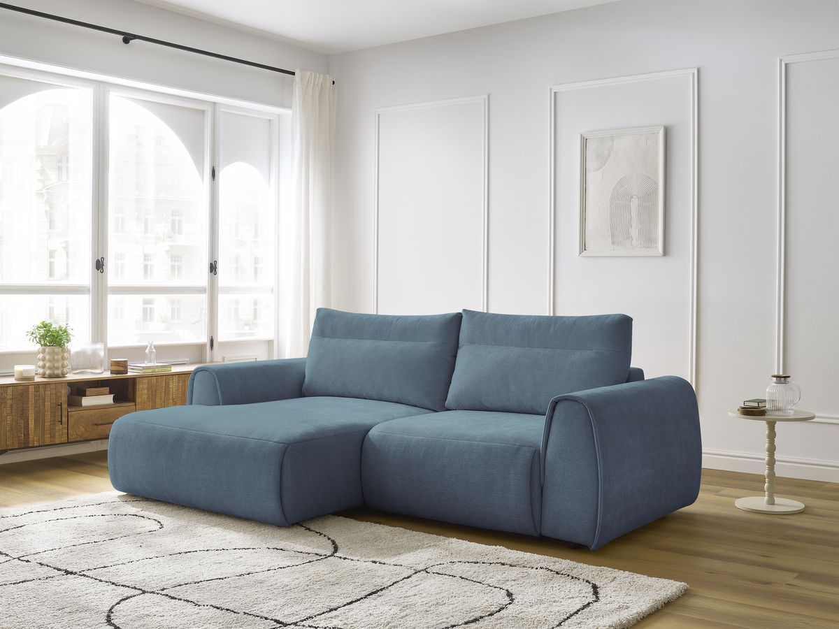 Bobochic Aden Ecksofa 246 × 152 cm Stoff Hellblau Ecke links