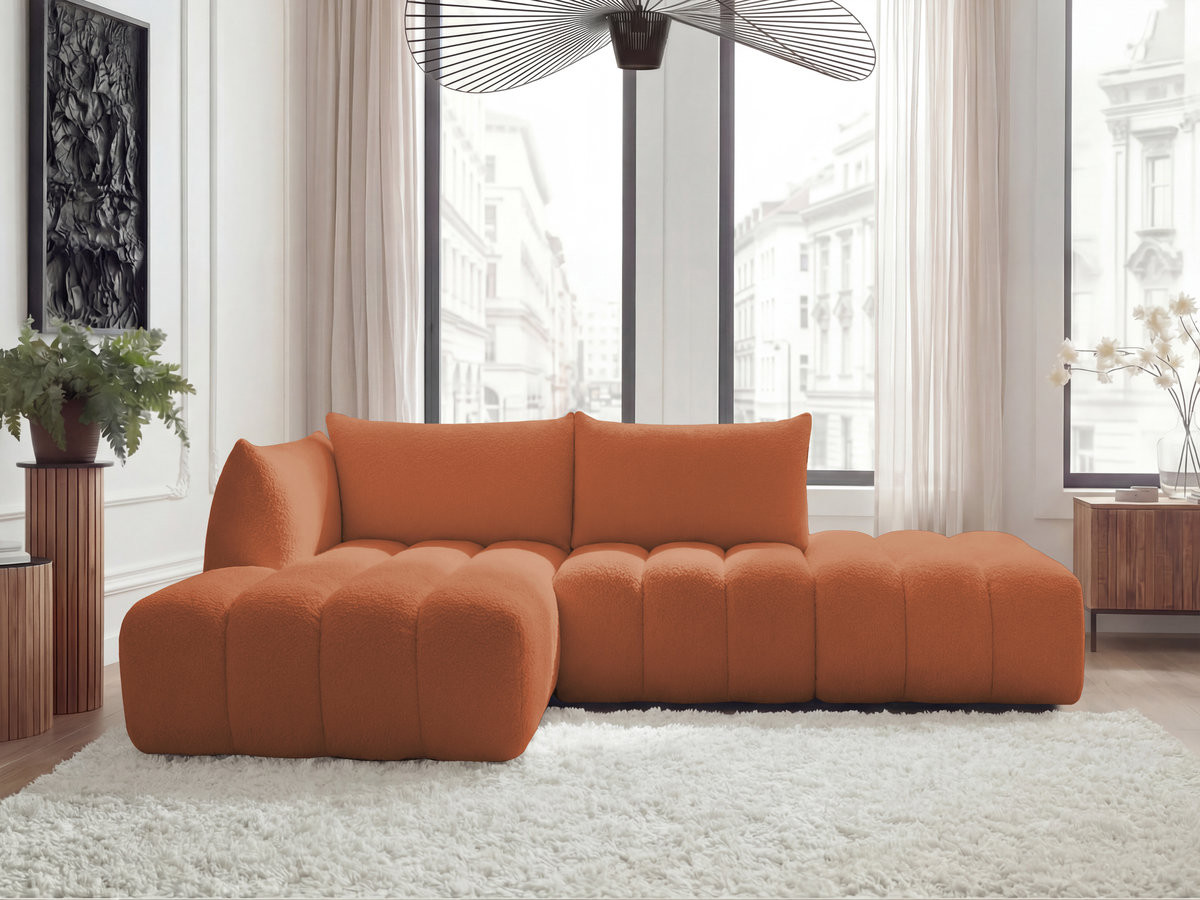 Bobochic Azra Ecksofa 319 × 178 cm Bouclé-Stoff Orange Ecke links