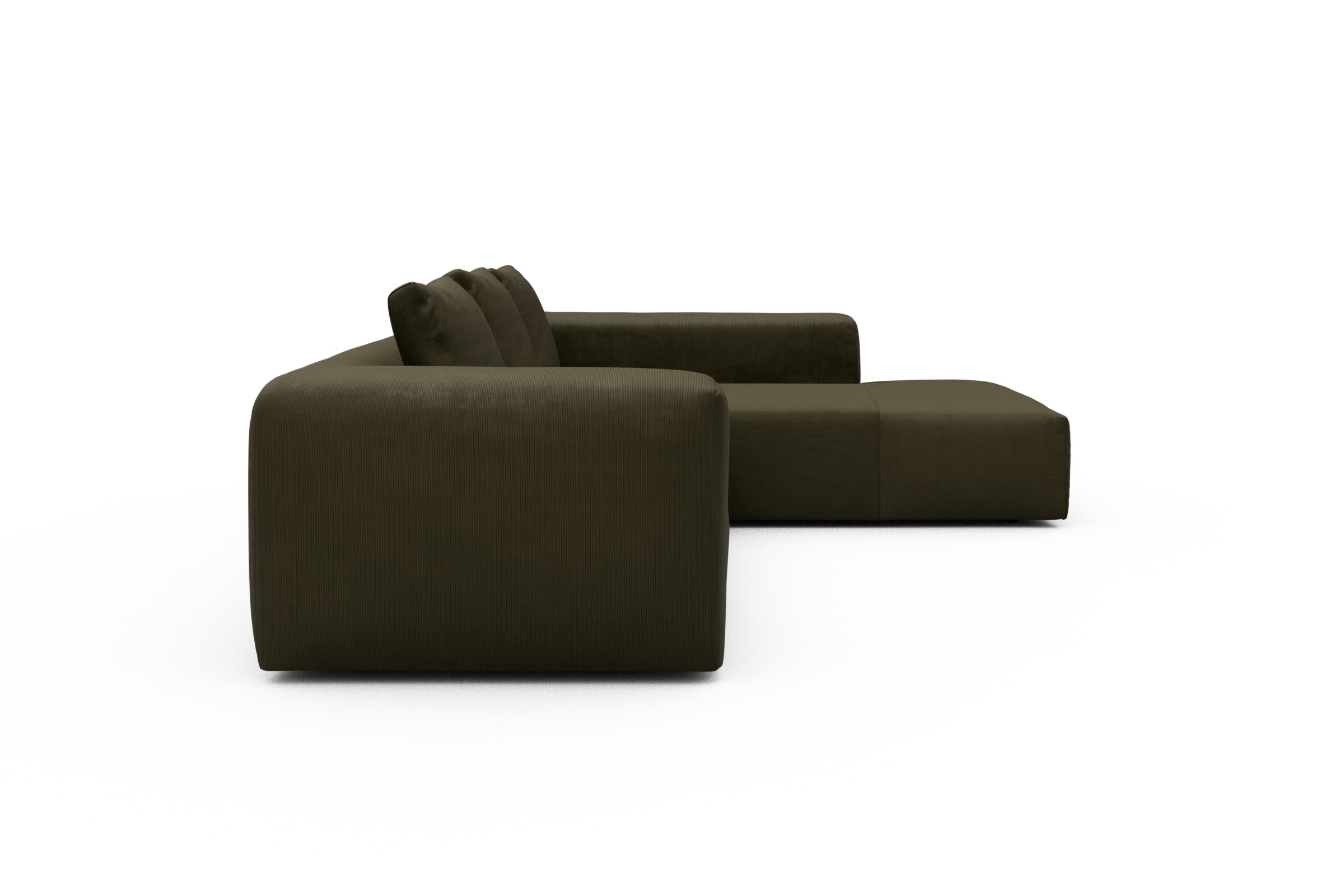 Ecksofa Fred Relax-Ecke rechts mit 2,5-Sitzer Cordufine-Pine-Green