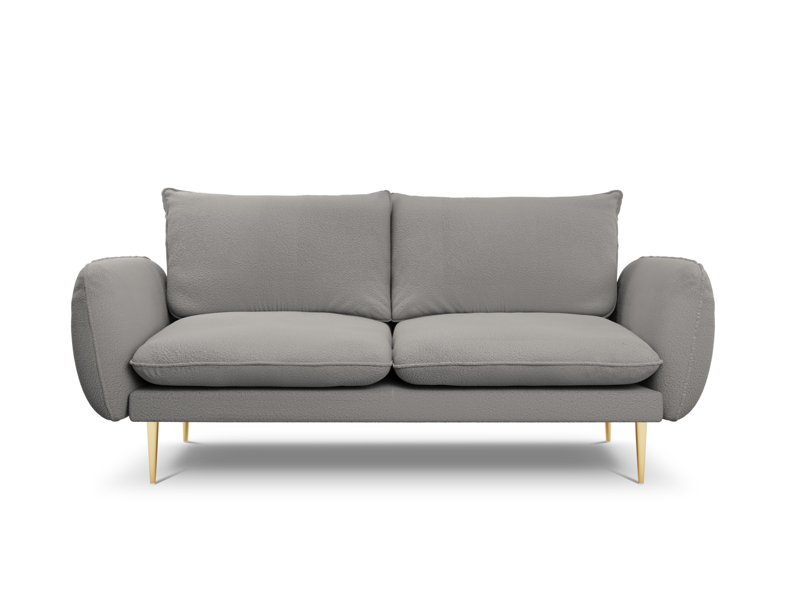 Cosmopolitan Design Sofa Vienna 2-Sitzer Boucle Ascot Grau Beine Gold