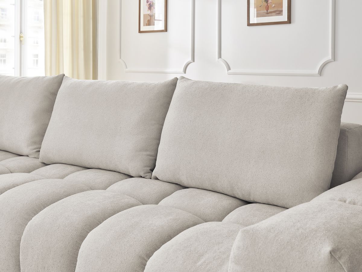 Bobochic Everest Ecksofa, 4 Kissen Strukturstoff Beige Ecke links
