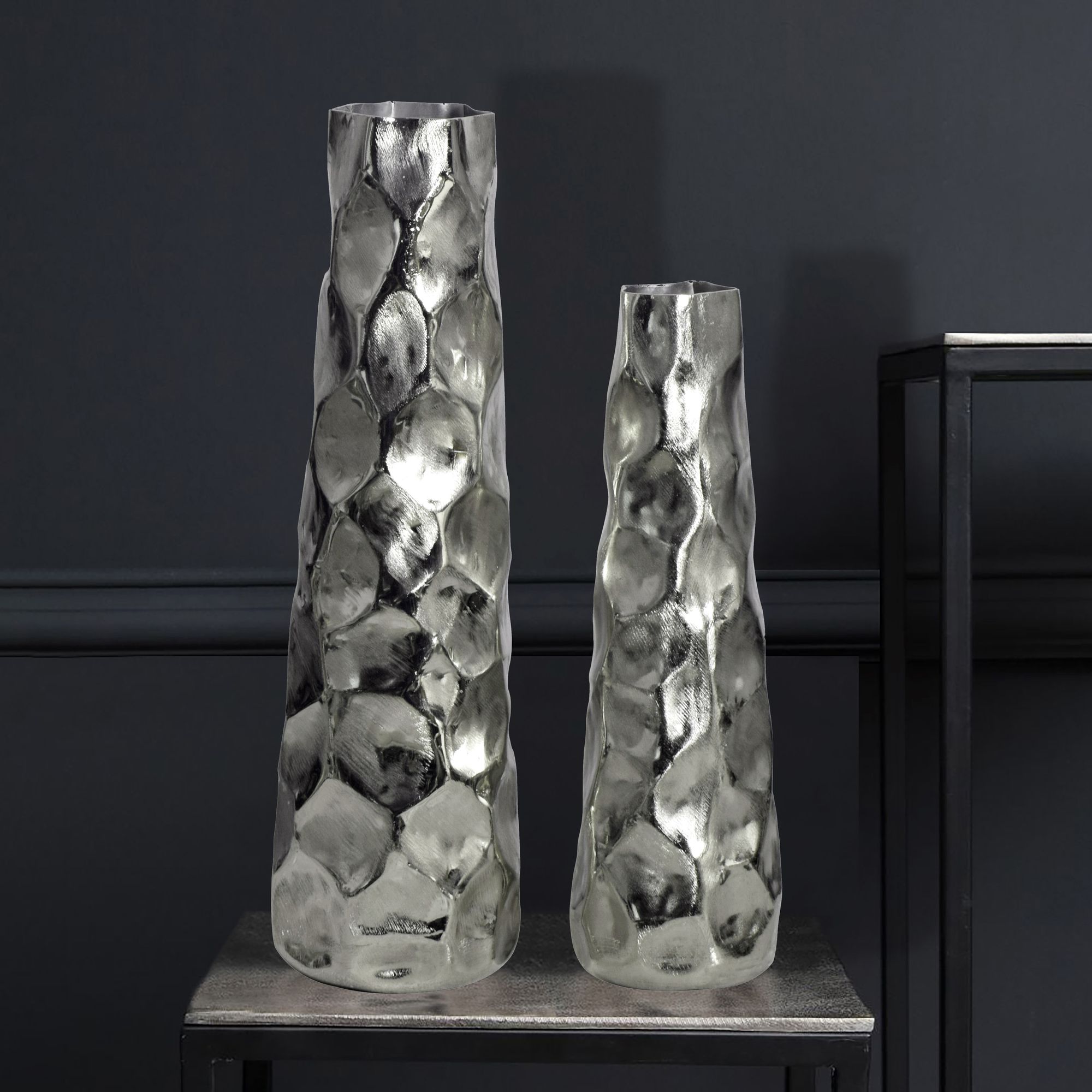 Tischvase Vikeland Aluminium Silber Ø 15 × H 49 cm