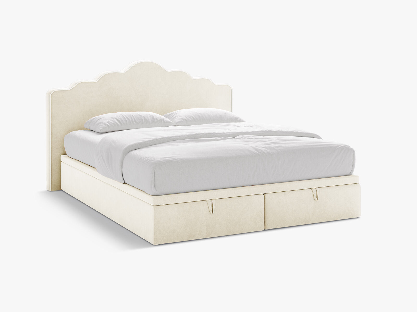 Micadoni Dream Boxspringbett mit Bettkasten und Kopfteil Samt Magic Velvet Elfenbein 140x200